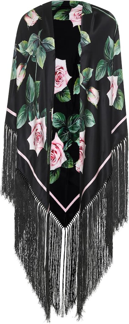 Dolce & Gabbana Floral silk-blend cape