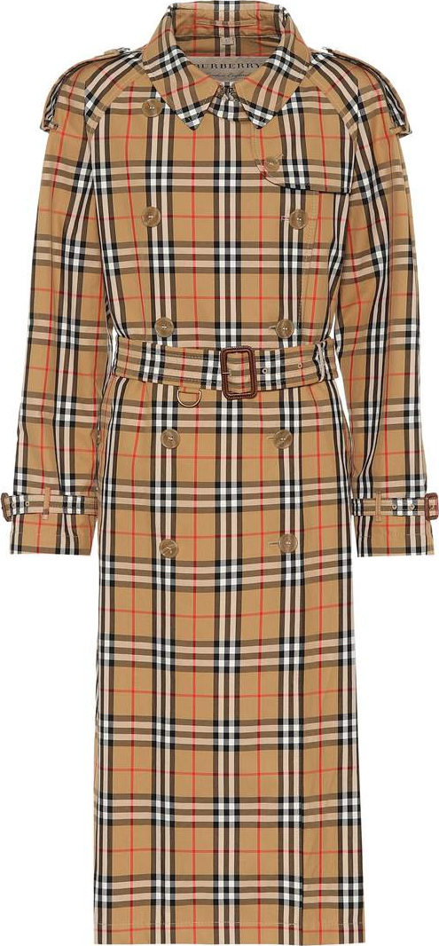 Burberry London England Checked cotton trench coat