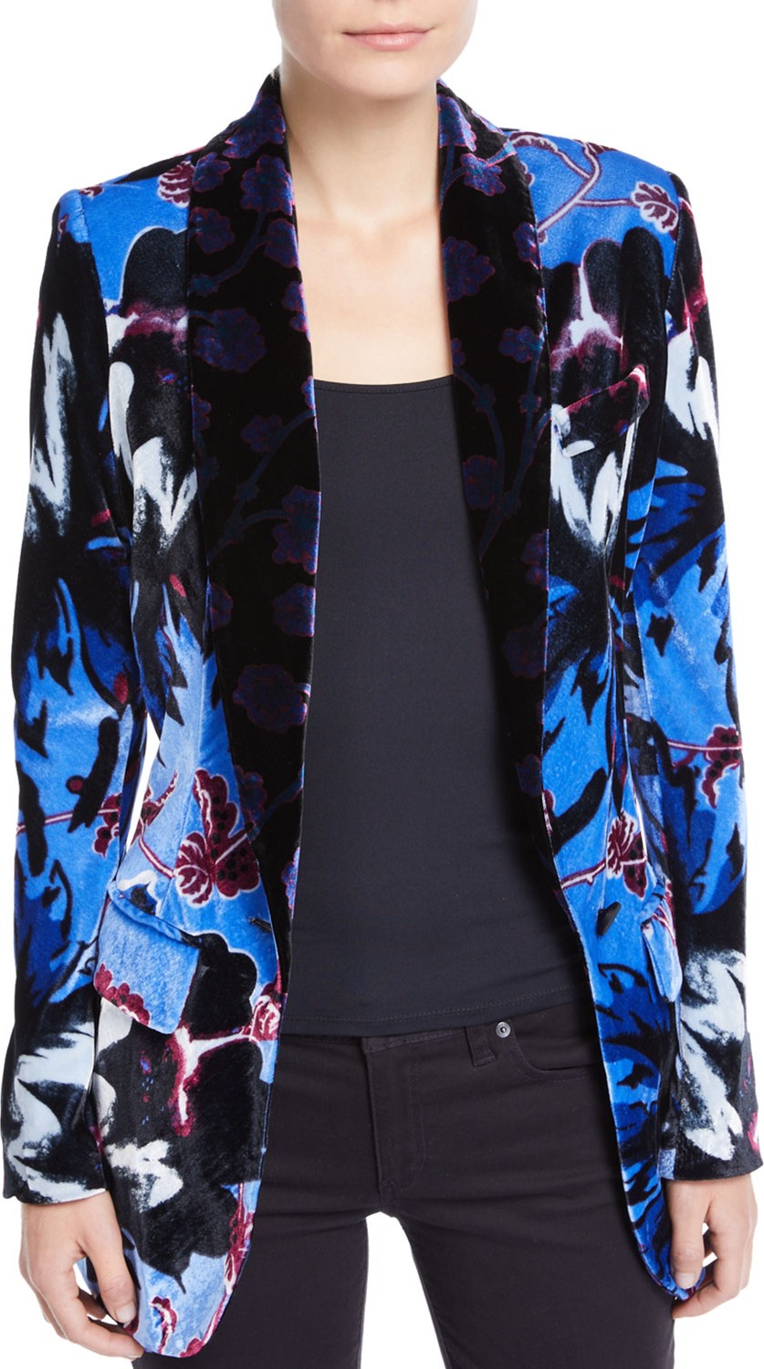 DIANE von FURSTENBERG Tommy Velvet Floral Single-Button Blazer