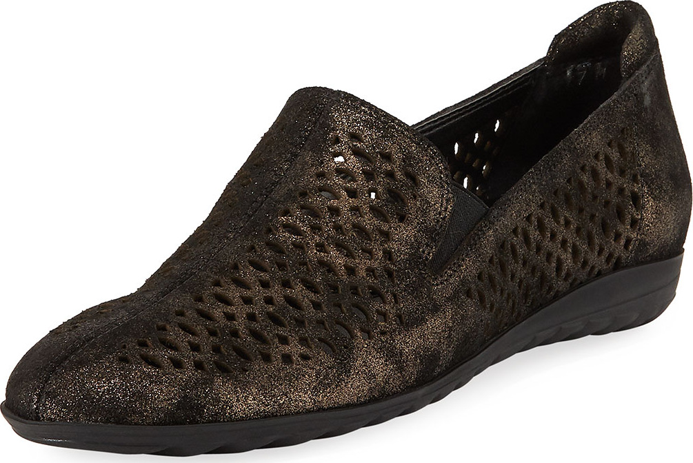 Sesto Meucci Byrna Metallic Perforated Leather Comfort Loafer