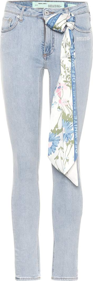 Off White Scarf-embellished cropped jeans