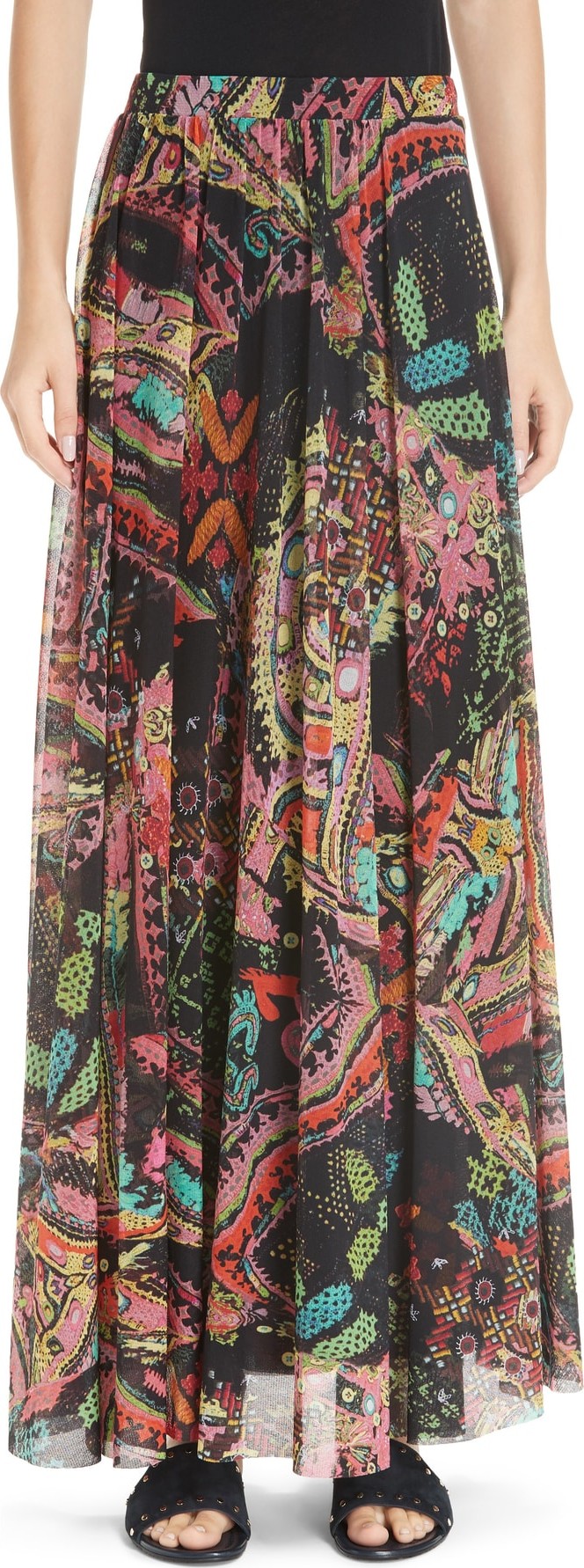 Fuzzi Paisley Tulle Maxi Skirt