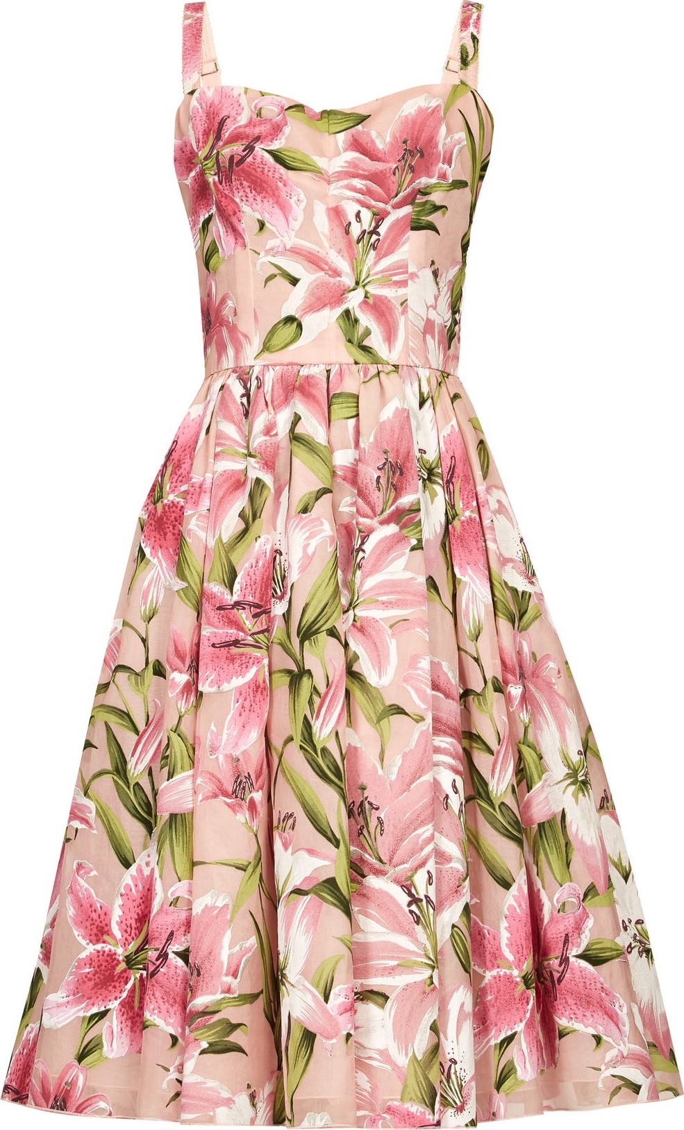 Dolce & Gabbana Lilium-flocked organza knee-length dress