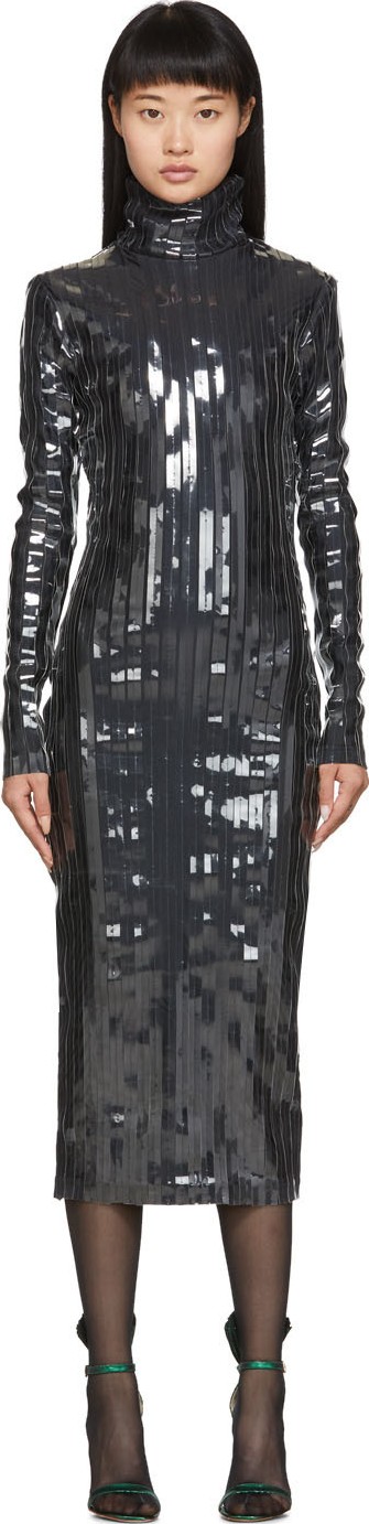 Y/Project Black Strip Turtleneck Dress