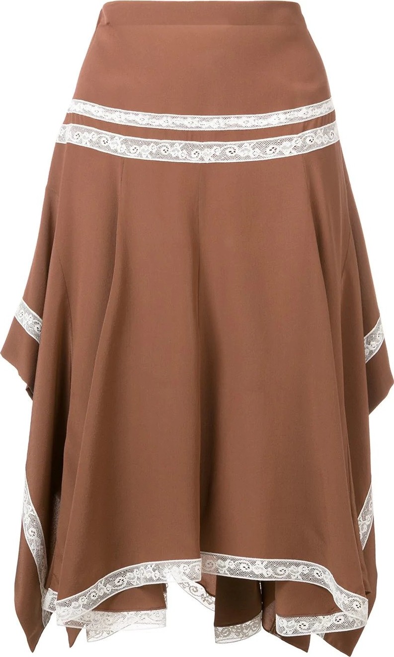 Chloe lace-embellished draped skirt
