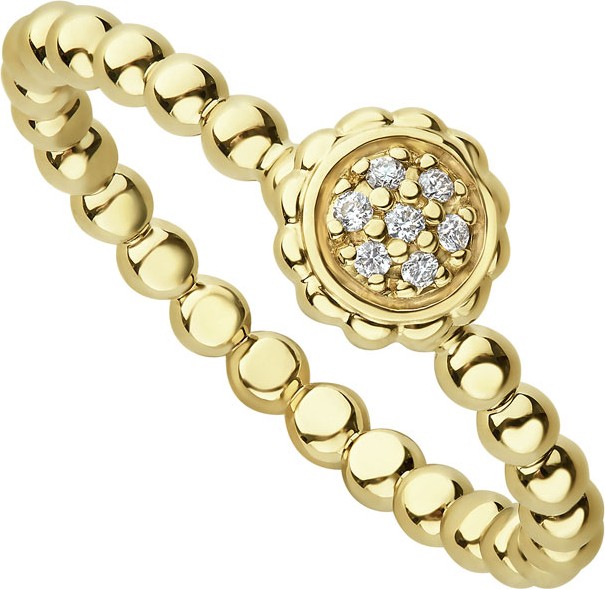 LAGOS 18k Caviar Gold Seven-Diamond Ring, Size 7