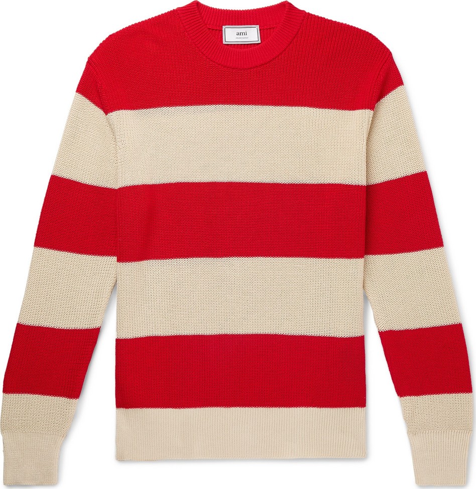 AMI Striped Cotton Sweater