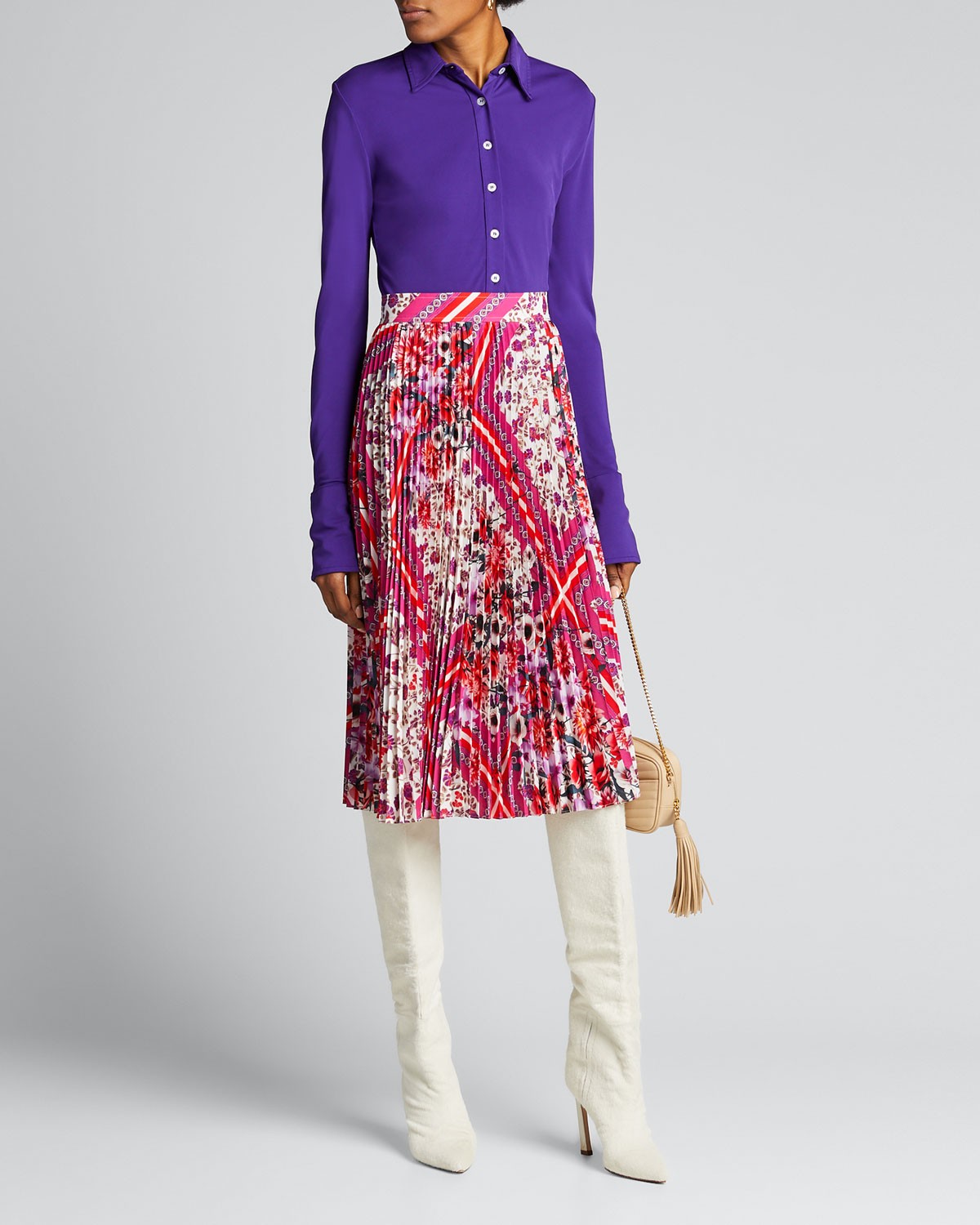 Elie Tahari Delilah Multi-Patterned Pleated Skirt