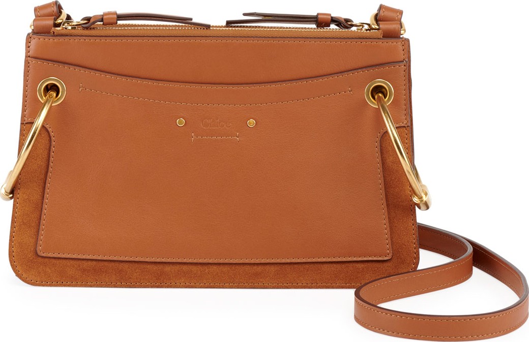 Chloe Roy Mini Leather/Suede Double-Zip Shoulder Bag