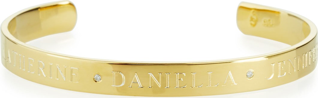 Sarah Chloe 6mm Ciela Trio Name Cuff Bracelet with Diamonds