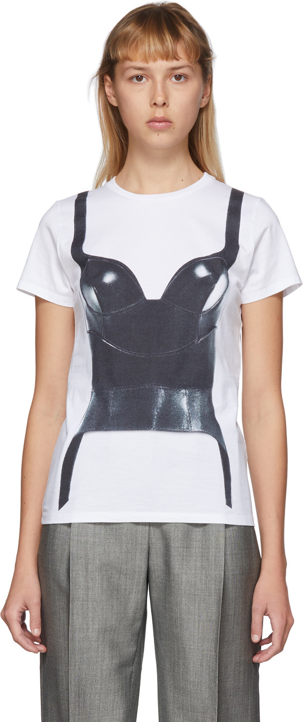 Alexander McQueen White 'Trompe L'Oiel' Corset T-Shirt