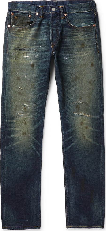 Rrl Slim-Fit Distressed Selvedge Denim Jeans
