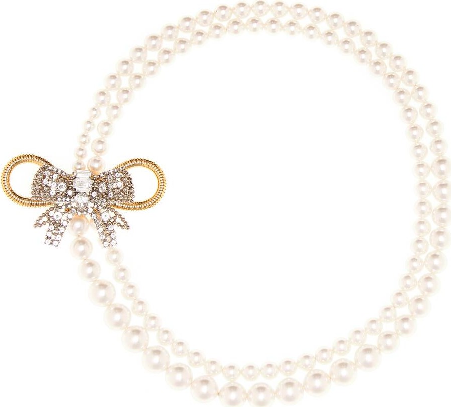 Miu Miu Faux pearl and crystal necklace