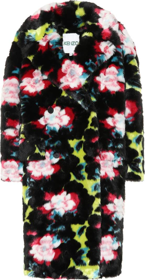 KENZO Floral faux fur coat