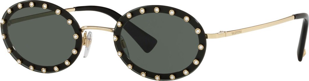 Valentino Crystal Embellished Oval Sunglasses