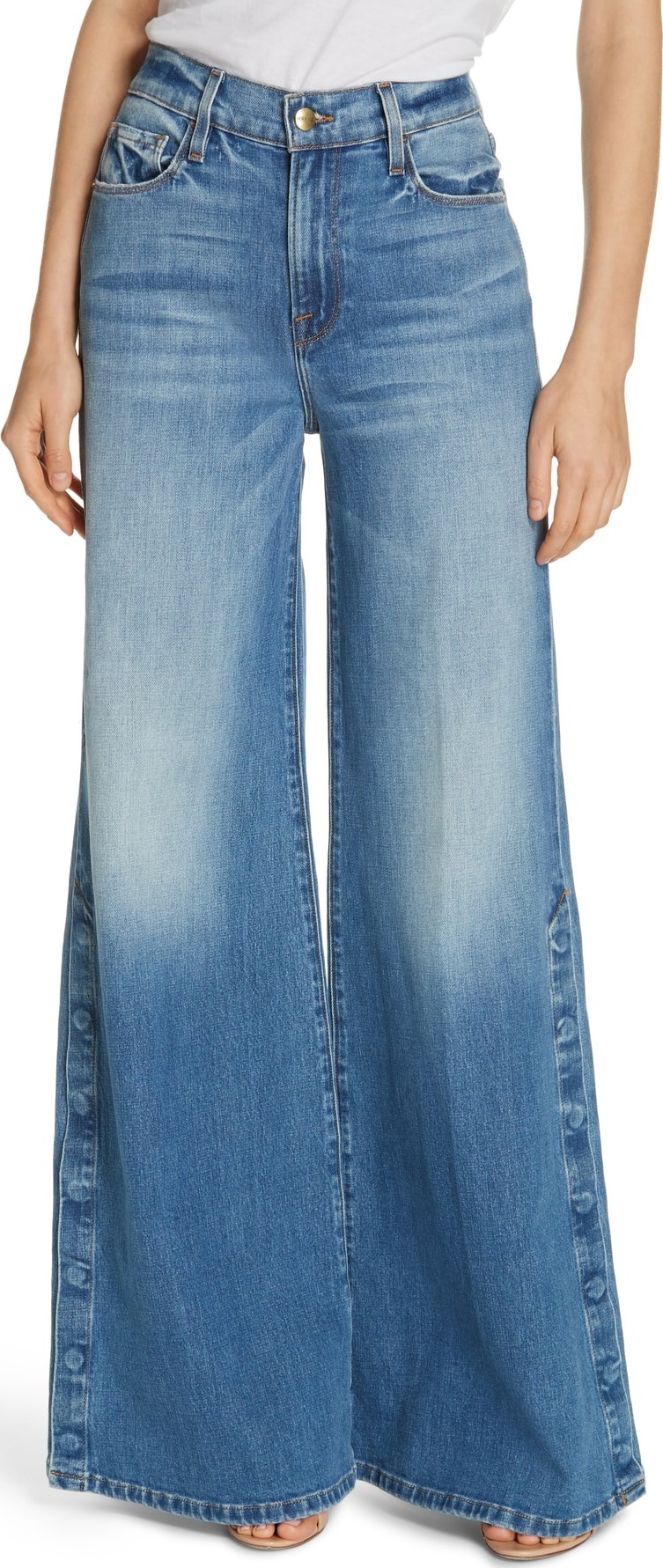 FRAME DENIM Le Palazzo Snap Away Hem Wide Leg Jeans