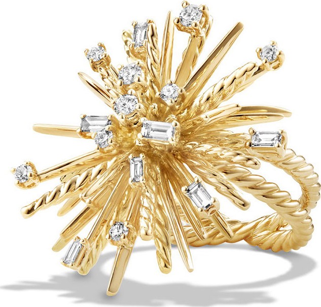 David Yurman Supernova Mixed-Cut Diamond Spray Ring in 18K Gold, Size 8