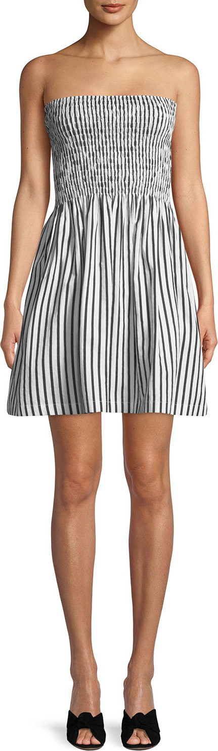ATM Anthony Thomas Melillo Striped Poplin Strapless Mini Dress