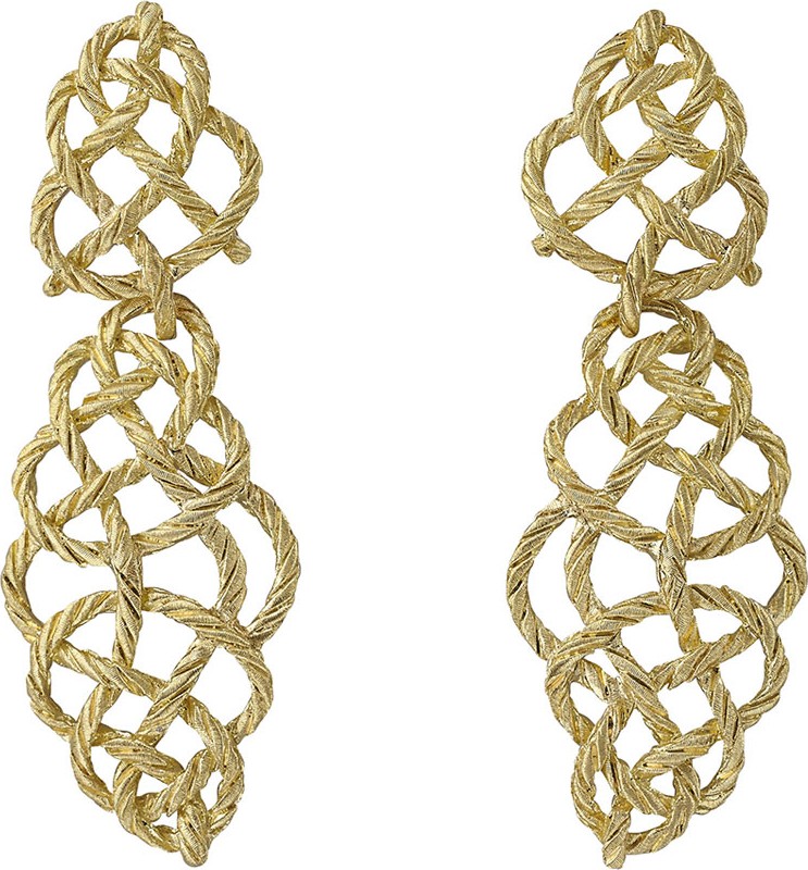 Buccellati 18k Gold Crepe Pendant Earrings