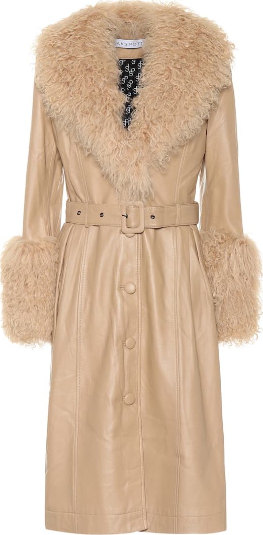 Saks Potts Foxy fur-trimmed leather coat