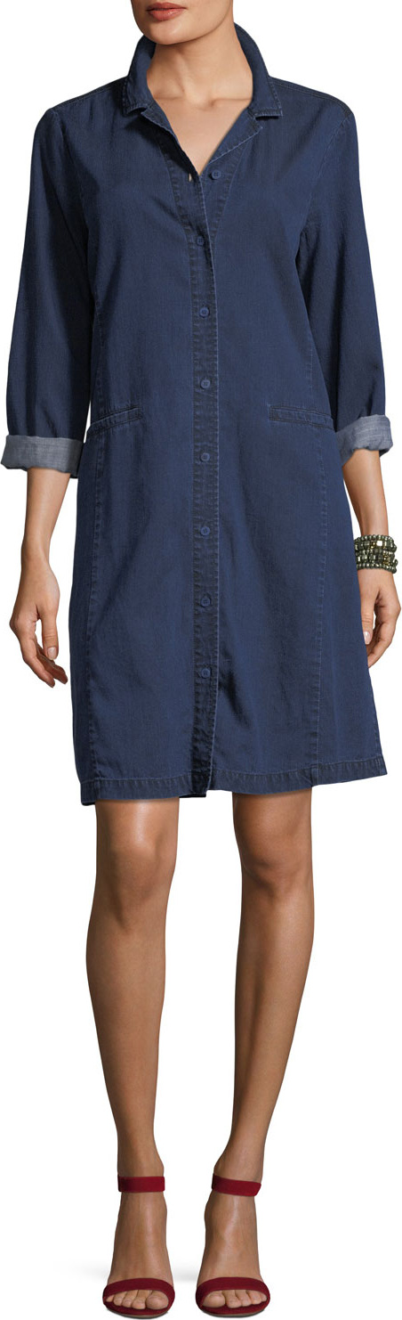 Eileen Fisher Tencel® Organic Cotton Denim Collared Dress
