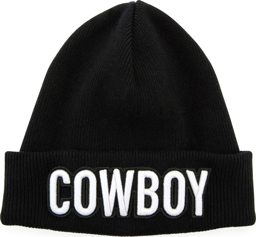 DSQUARED2 Men's Cowboy Patch Ribbed Beanie Hat