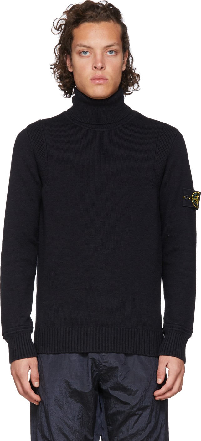 Stone Island Navy Knit Turtleneck