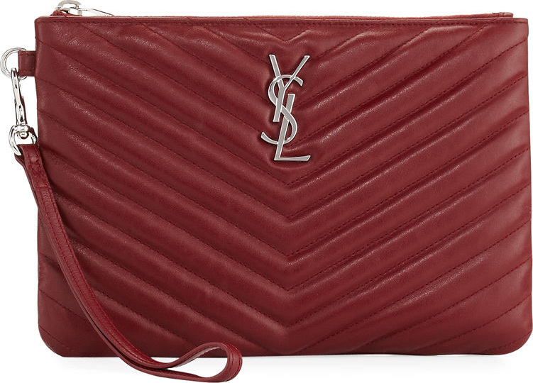 Saint Laurent Monogram Quilted Pouch Wristlet Wallet