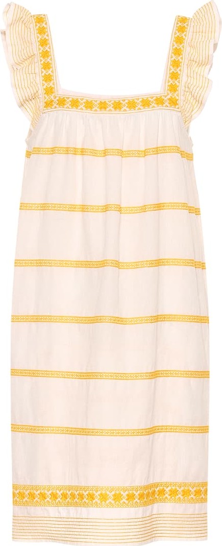 Tory Burch Embroidered linen and cotton dress