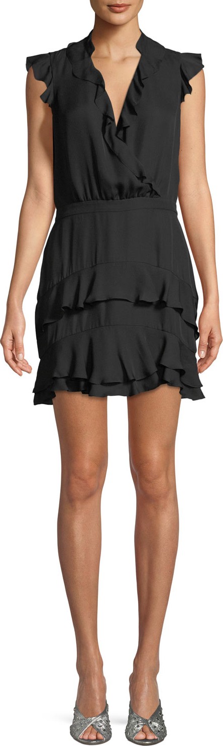 Parker Tangia Sleeveless Surplice Silk Ruffled Dress