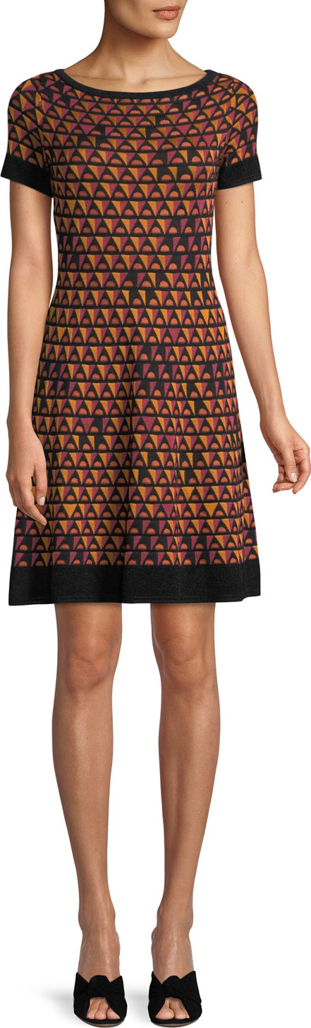 M Missoni Triangle Knit Short-Sleeve Dress