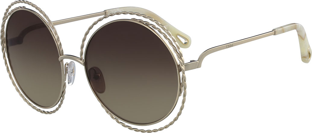 Chloe Carlina Round Concentric Metal Sunglasses