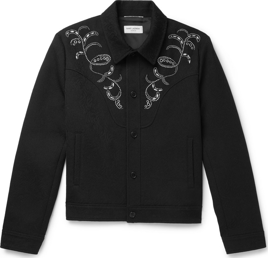 Saint Laurent Slim-Fit Embellished Wool-Brocade Jacket
