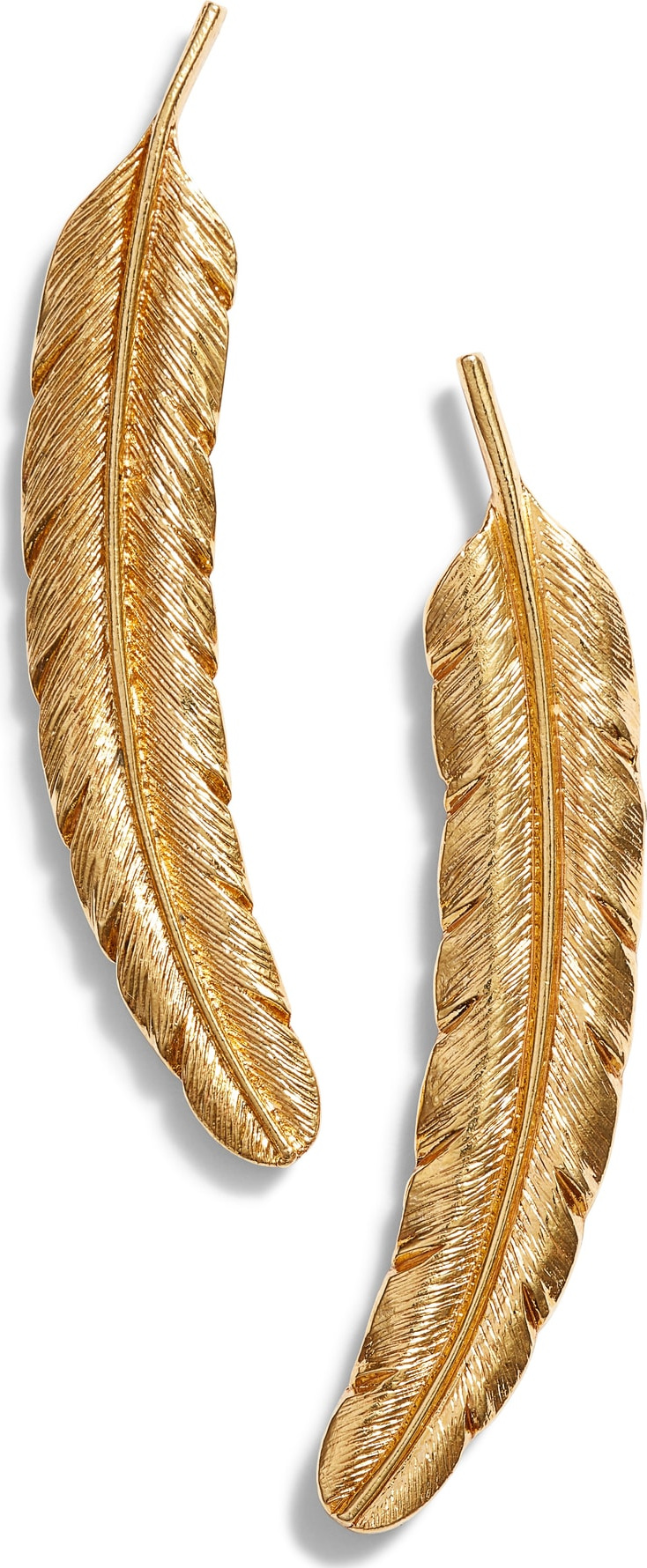 Oscar De La Renta Etched Feather Earrings