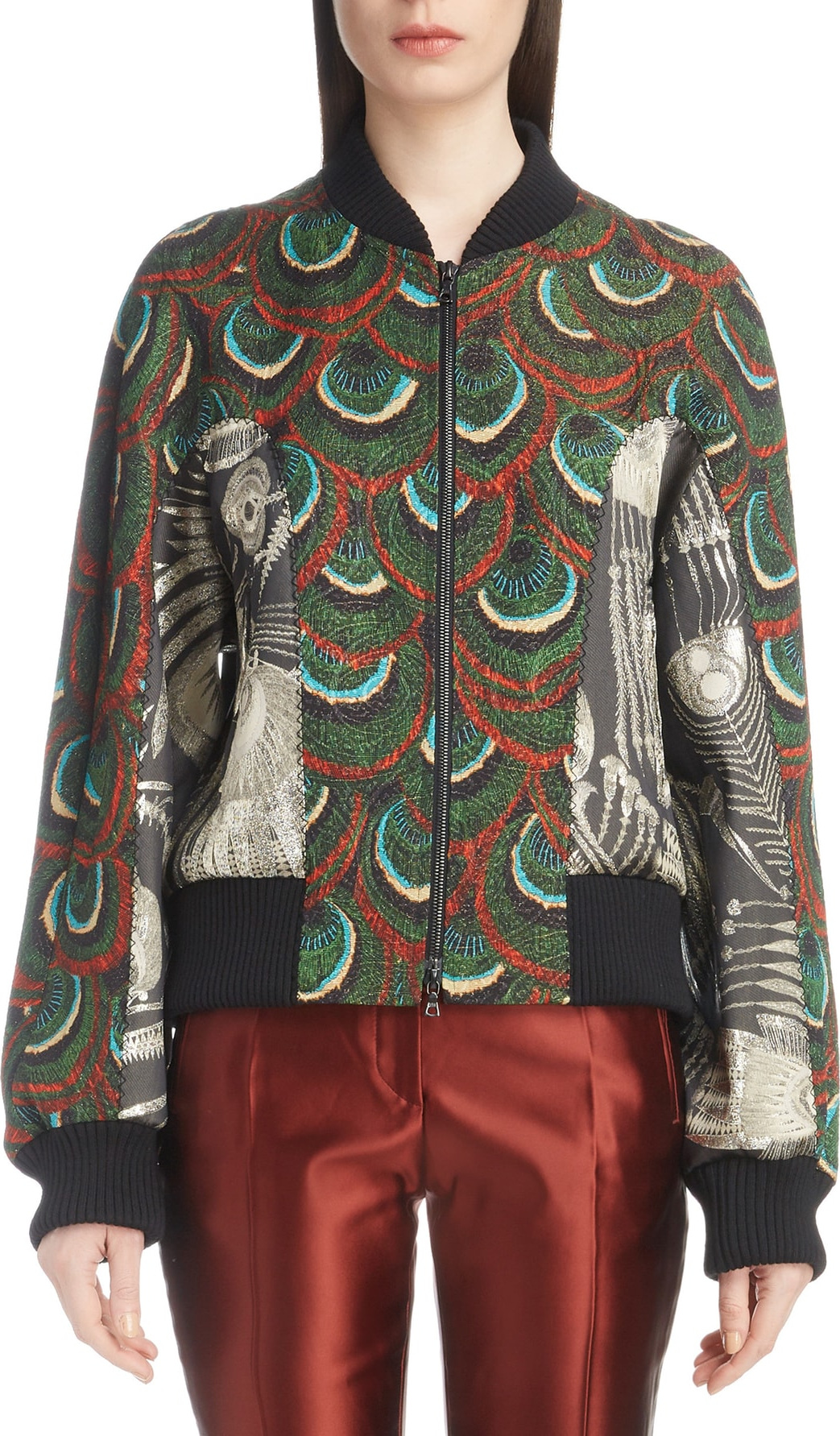 Dries Van Noten Peacock & Metallic Bomber Jacket