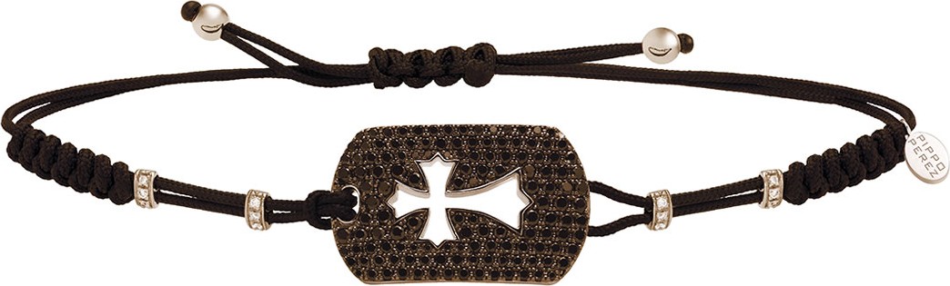Pippo Perez 18k Rose Gold Black Diamond Cross Bracelet