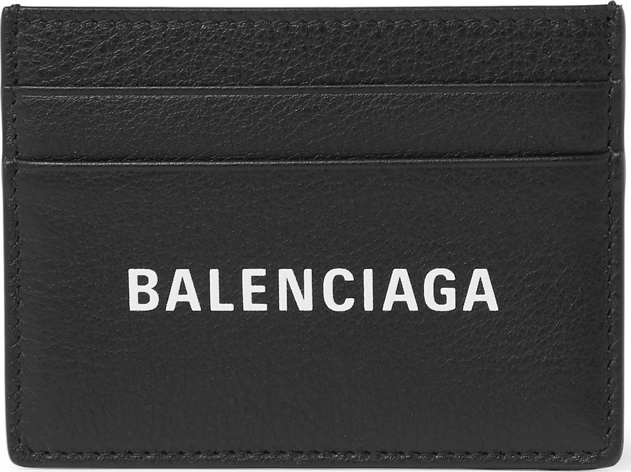 Balenciaga Everyday Logo-Print Full-Grain Leather Cardholder