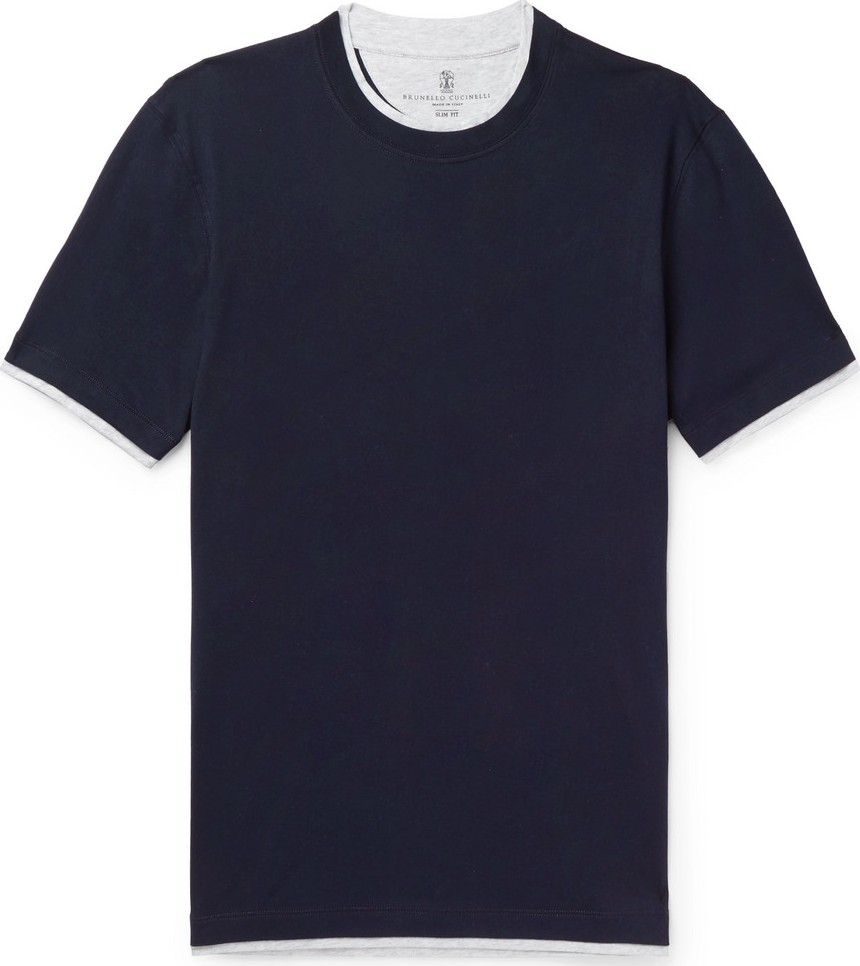 Brunello Cucinelli Slim-Fit Layered Cotton-Jersey T-Shirt