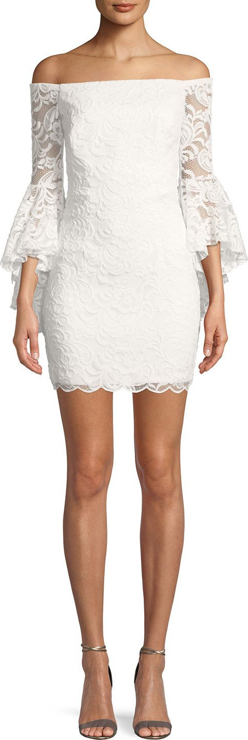 MILLY Selena Lace Off-the-Shoulder Mini Dress