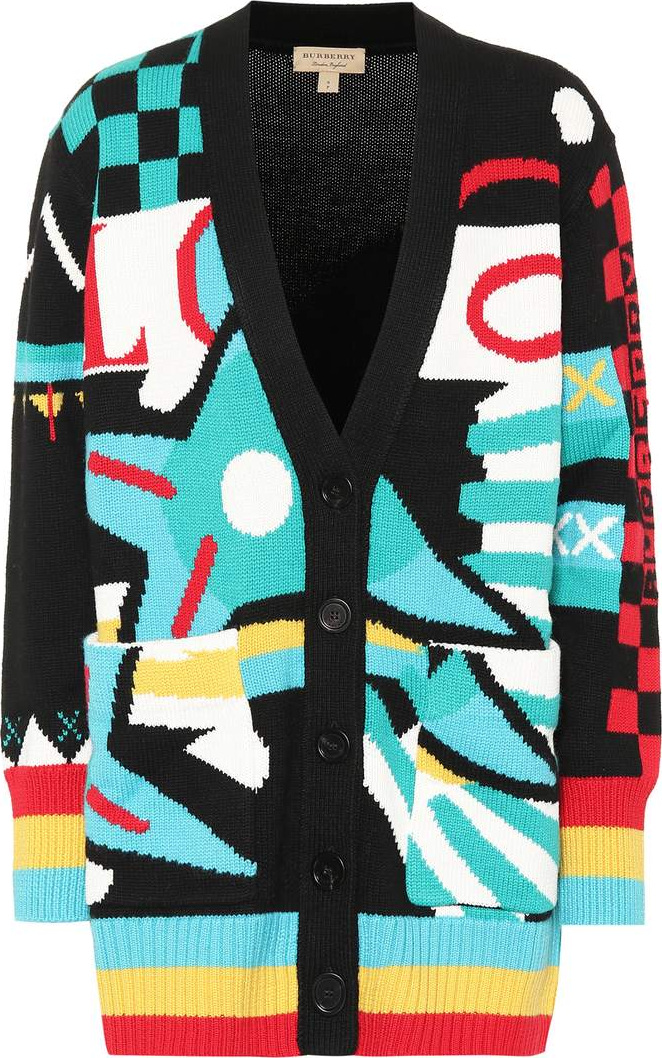 Burberry London England Intarsia wool and cotton cardigan