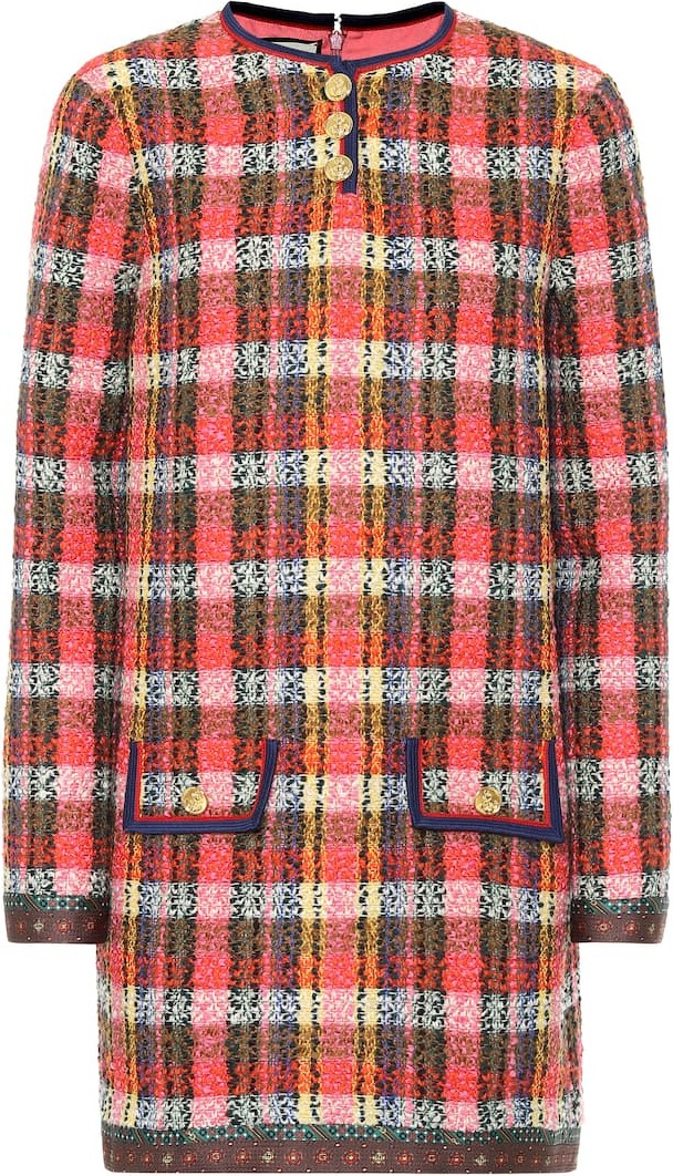 Gucci Checked wool-tweed minidress