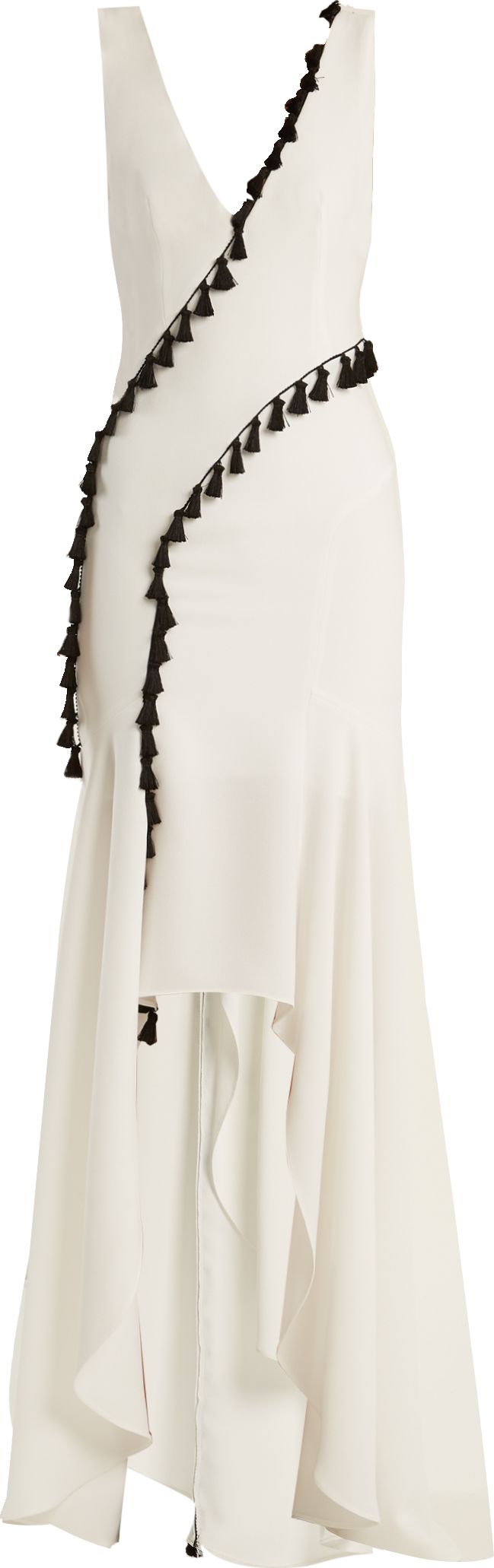 Galvan Cuzco tassel-embellished V-neck gown