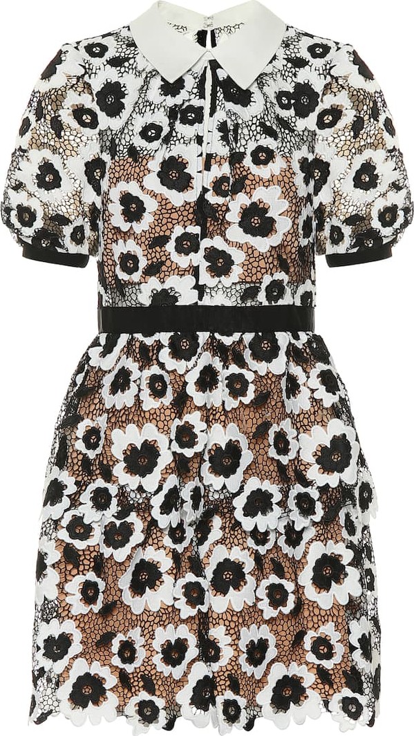 Self Portrait Floral guipure lace minidress