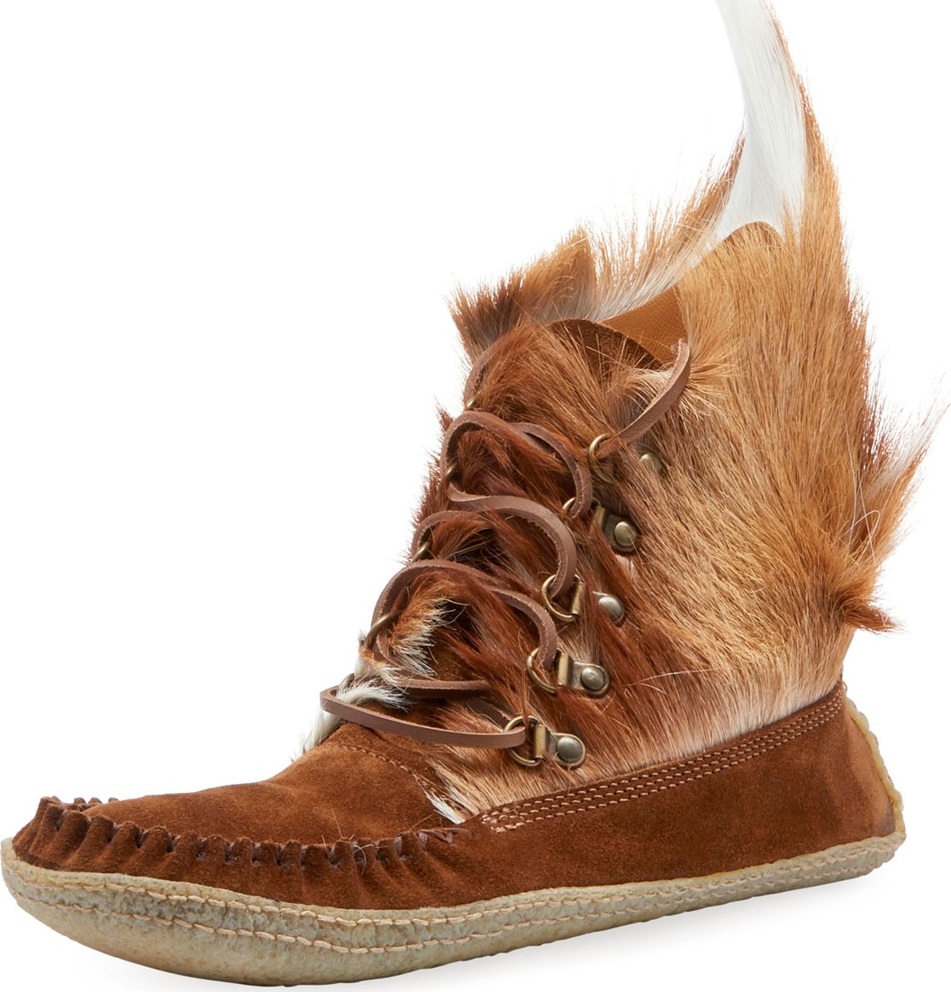 Saint Laurent Men's Moc-Toe Fur-Trim Bootie