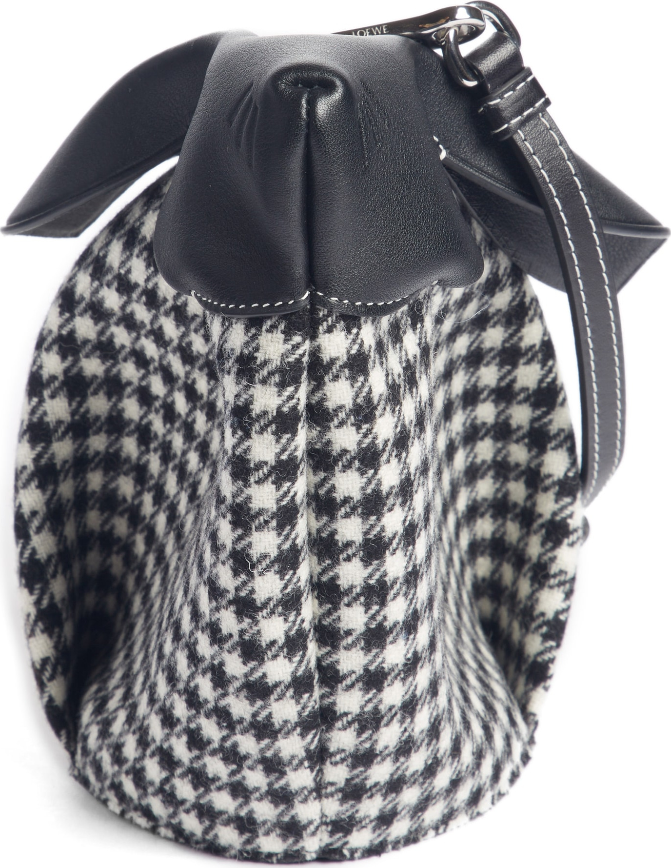 LOEWE Mini Bunny Tweed & Leather Crossbody Bag with Genuine Shearling Trim