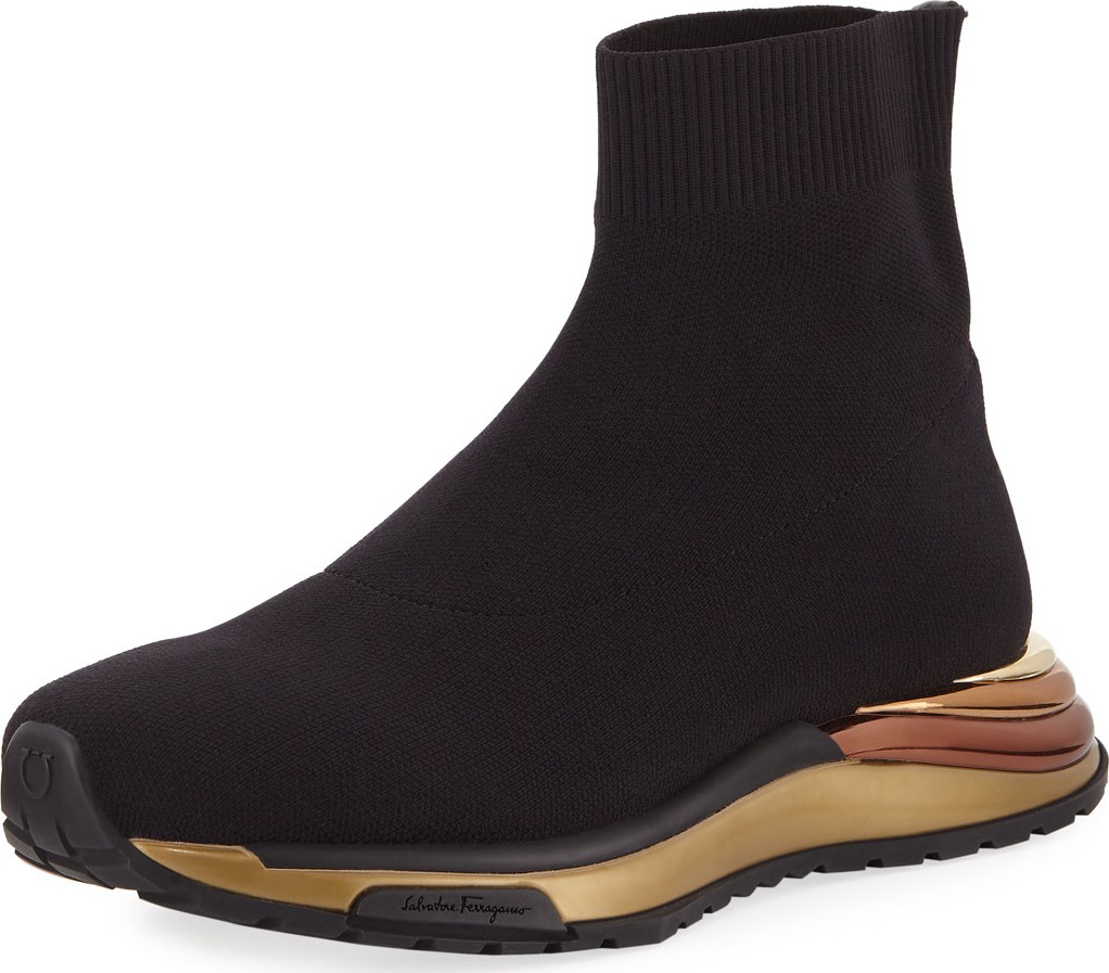 Salvatore Ferragamo Gancini Sock High-Top Sneakers