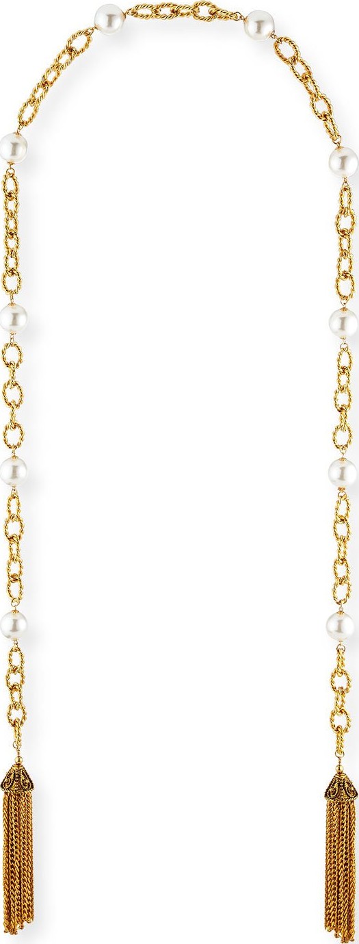 Kenneth Jay Lane Extra-Long Pearly Tassel Necklace