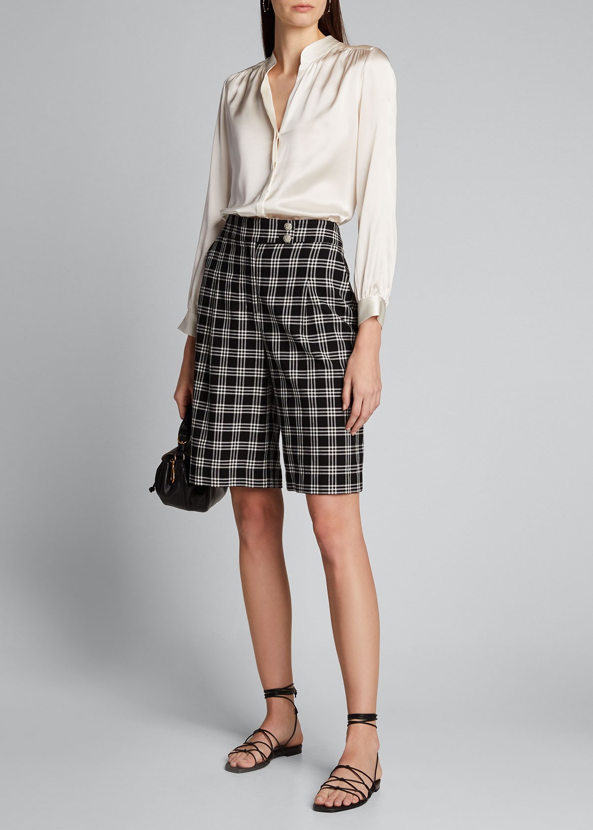 Veronica Beard Saira Check Culotte Shorts