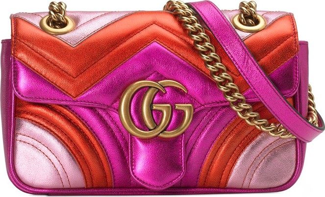Gucci GG Marmont Mini Quilted Multi Metallic Leather Shoulder Bag