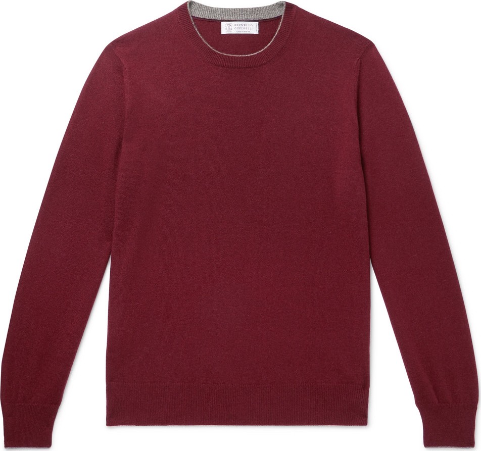 Brunello Cucinelli Contrast-Tipped Cashmere Sweater